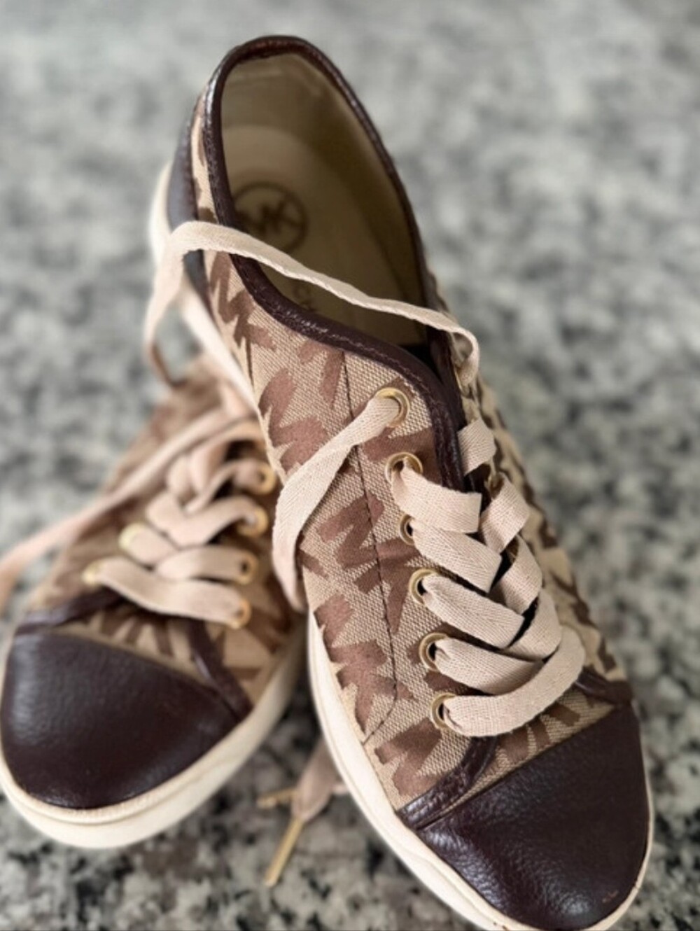Michael Kors City Monogram Canvas & Leather Sneakers Size 9